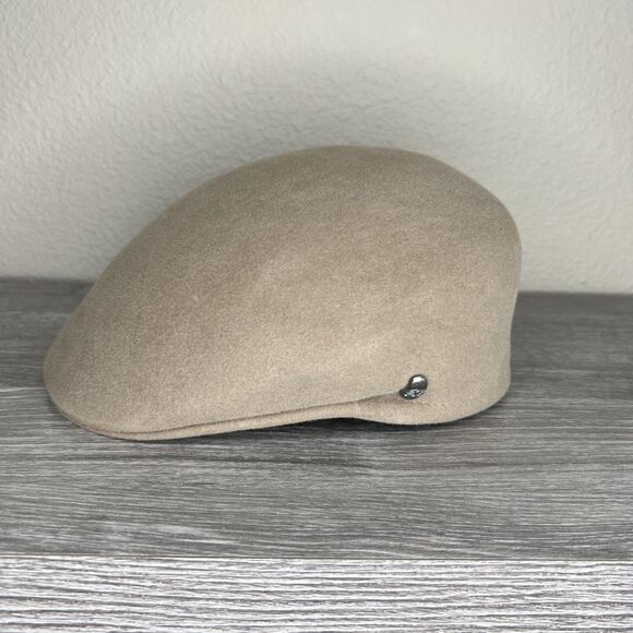 Bailey Hollywood Cabbie Newsboy Flat Hat Tan Size Large Rabbit Fur - Picture 1 of 5